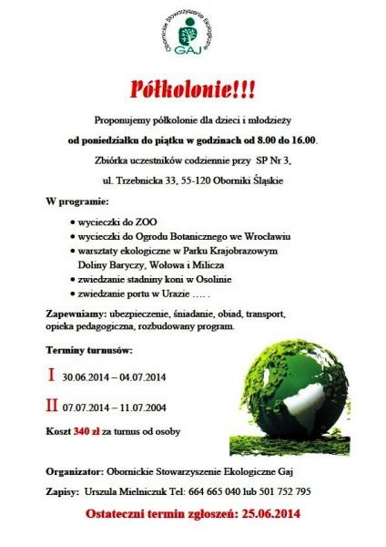 plakat półkolonie