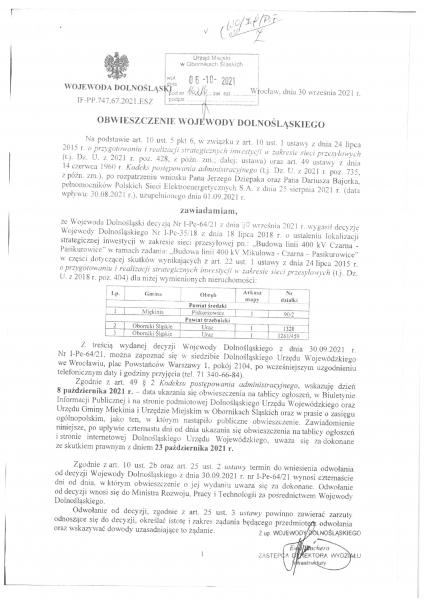 Obwieszczenie Wojewody Dolnośląskiego