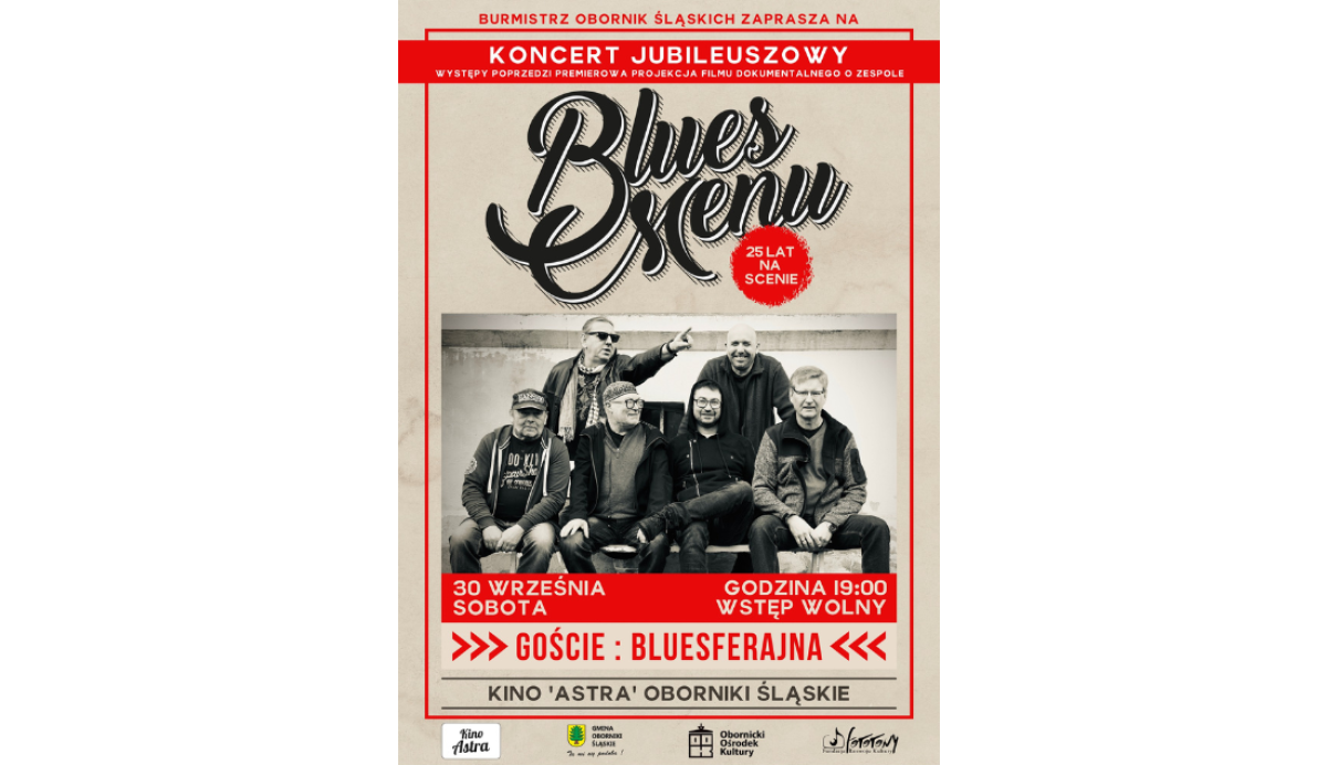 Plakat zapraszający na koncert jubileuszowy z okazji 25 lecia na scenie zespołu Blues Menu