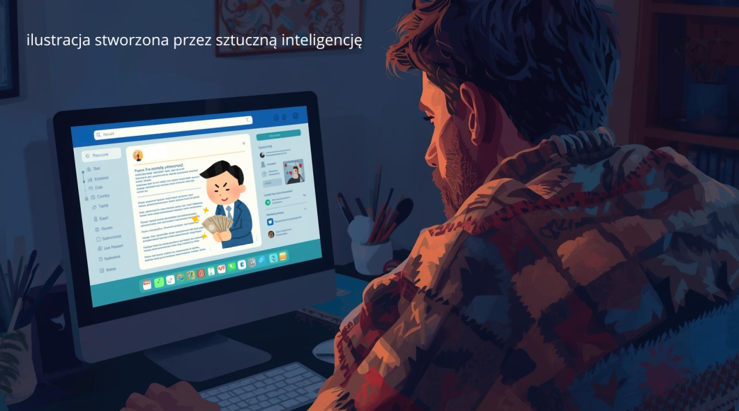 mężczyzna patrzy w ekran komputera