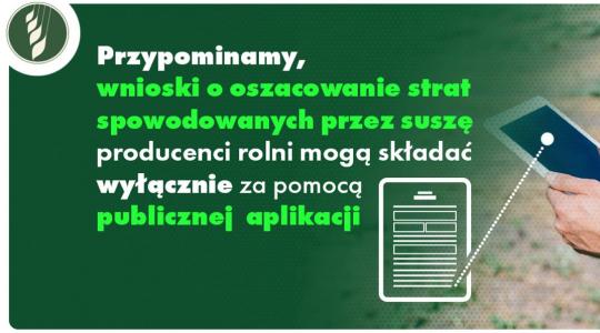 Baner informujący o składaniu wniosków dotyczących strat spowodowanych przez suszę