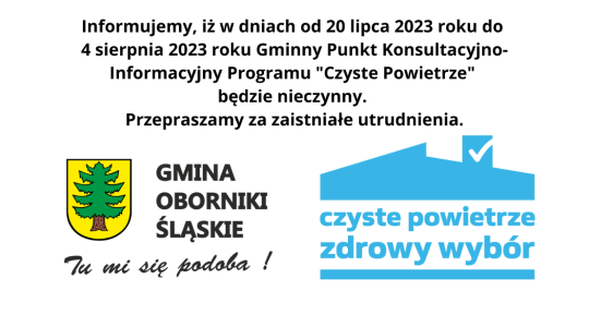 Gminny Punkt Konsultacyjno-Informacyjny Programu "Czyste Powietrze" będzie nieczynny