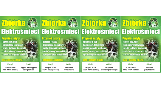 Zbiórka elektrośmieci na terenie naszej Gminy w lipcu