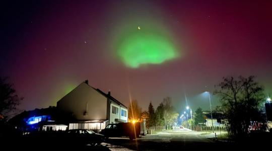 zorza widziana nad ulicą Energetyczną