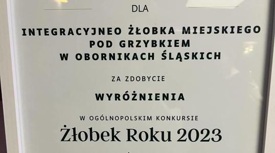 Żłobek Integracyjny "Pod Grzybkiem" z wyróżnieniem