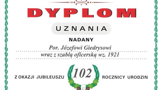 Uhonorowanie 102-letniego porucznika Józefa Giedrysa