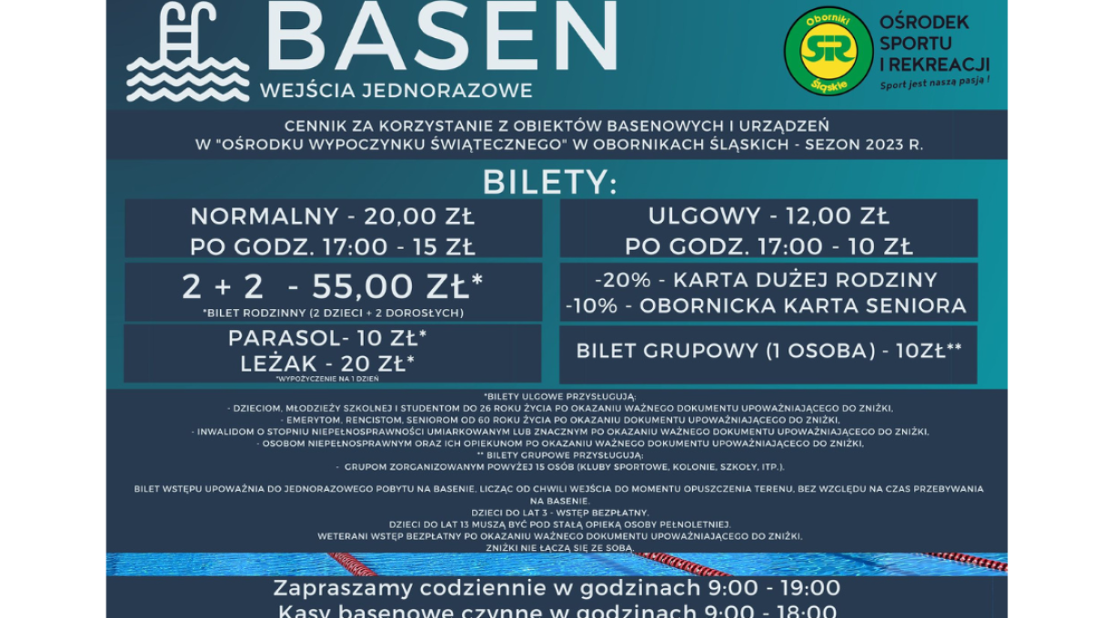 Cennik basenu na sezon 2023